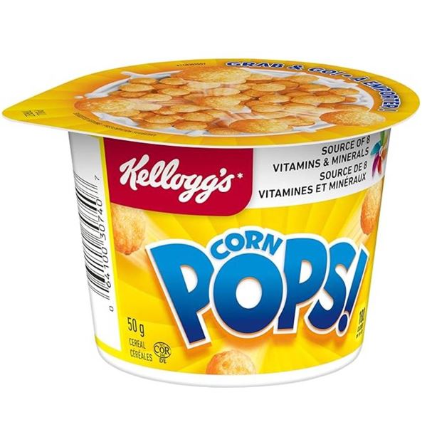 Kellogg’s Corn Pops Cereal Cups, 12 x 50 g, 600 g Total