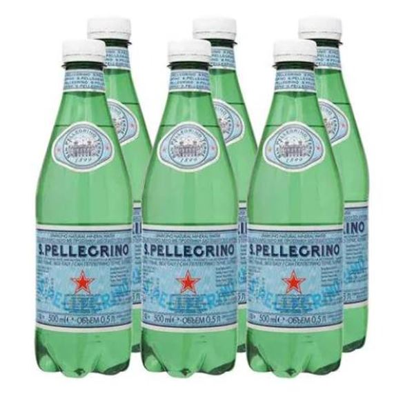 San Pellegrino Carbonated Mineral Water 6 × 500 mL