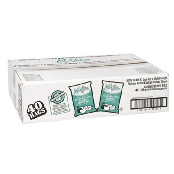 Miss Vickie’s Sea Salt & Malt Vinegar Kettle Cooked Chips – 40 Bags of 40 g