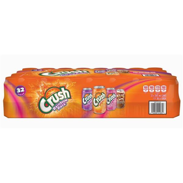 36 Crush Soda Cans with Assorted Flavors – 355ml Each