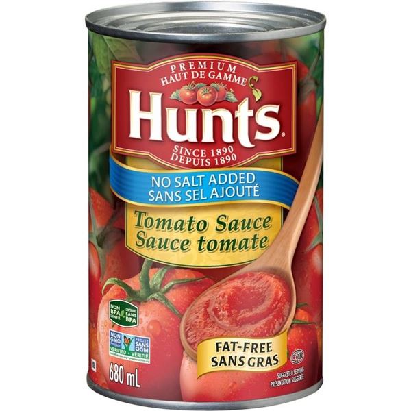 Hunts Tomato Sauce No Salt Added 12x680ml Cans Pack