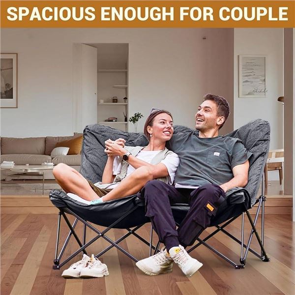 Camp King Oversized Padded Double Chair with Foldable Design