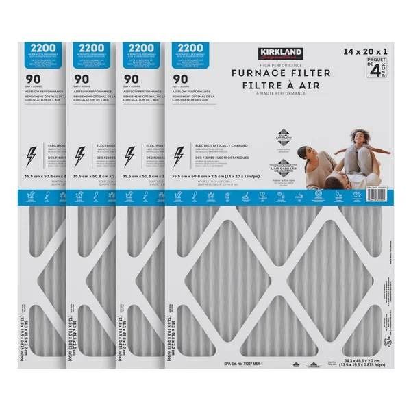 Kirkland Furnace Filter 16x25x1 MERV 11, Pack of Four