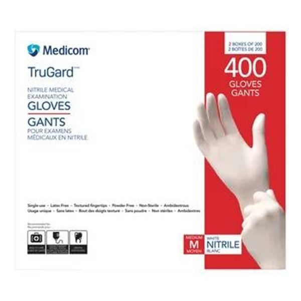 Medicom TruGard Nitrile Gloves Medium 400 Count Total