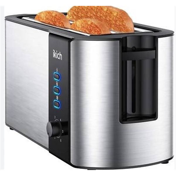 Ikich 4-Slice Stainless Steel Toaster With Warming Rack