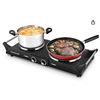 Image 1 : Techwood Hot Plate Portable Electric Stove Countertop Double Burner with Adjustable Temperature & St