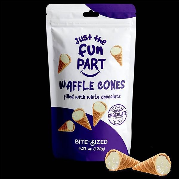 Just The Fun Part Waffle Cones Filled With White Chocolate, 6 x 120g