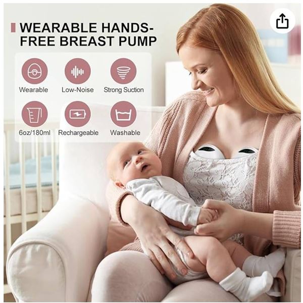 Lulia Breast Pump Hands Free, Wearable Breastfeeding Pump, 4 Modes & 9 Levels, Portable 17/19/21mm F