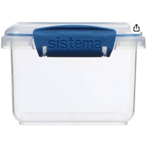 Sistema Assorted Sizes Clear Plastic Food Storage Containers with Blue Lids
