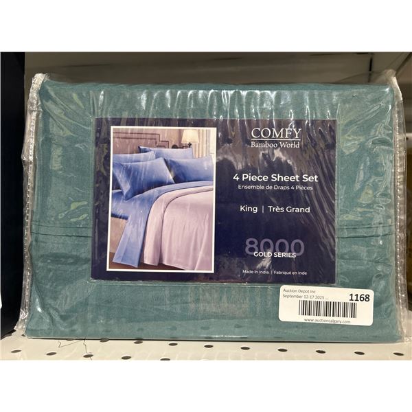 Comfy Bamboo World 4-Piece King Size 8000 Gold Series Sheet Set