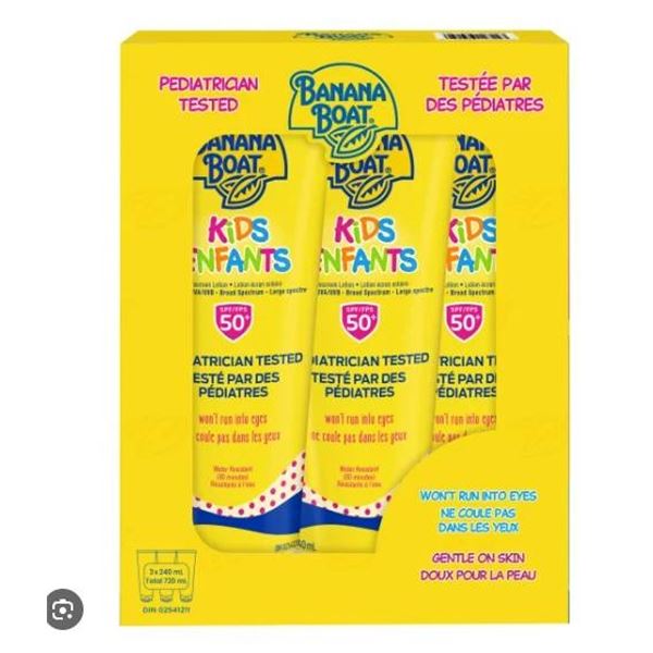 Banana Boat Kids Sunscreen Lotion SPF 50, 3-Pack, 90 mL Each