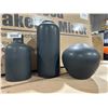Image 3 : Three Matte Black Ceramic Decorative Vases, Assorted Shapes