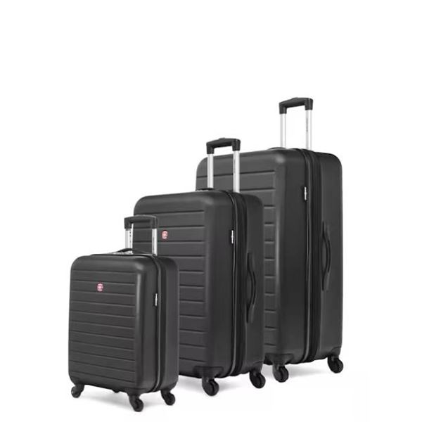 Swissgear In-Transit Collection Expandable Hardside Luggage 3 Piece Set – Black 17.5 x 12 x