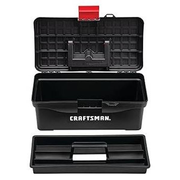 Craftsman Black Plastic Tool Box With Removable Tray