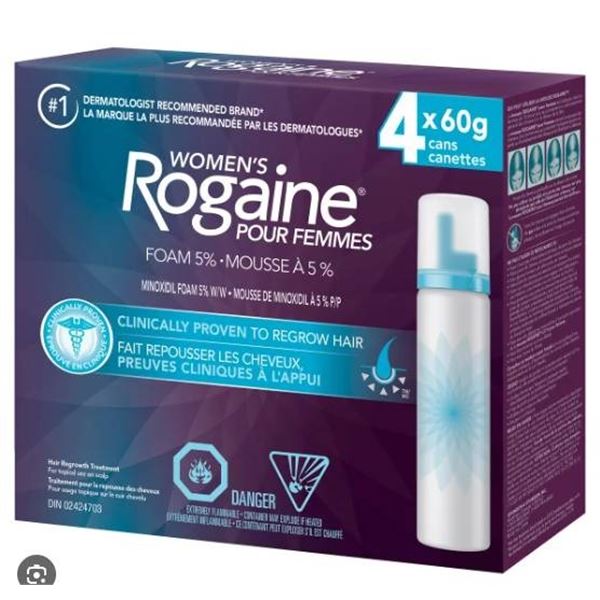 Women’s Rogaine Hair Regrowth Treatment Foam, 5 Percent Minoxidil, 4 x 60g