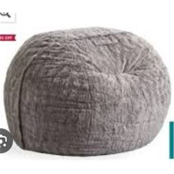 Gray Oversized Plush Bean Bag Chair