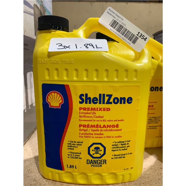 ShellZone Premixed Antifreeze/Coolant, 1.89L Each, Lot of 3