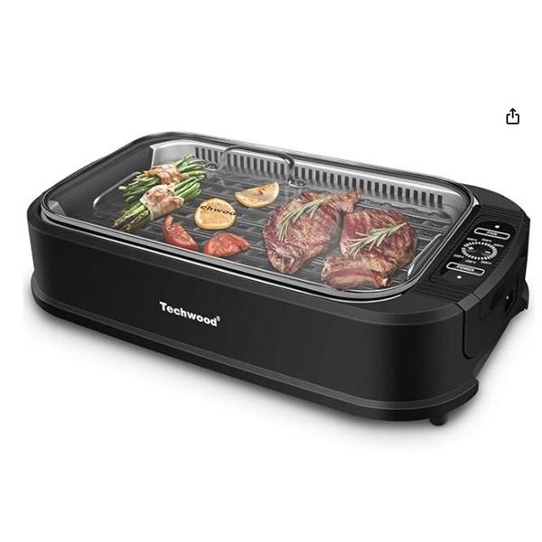 Techwood Smokeless Grill TWRG-200 with Adjustable Grill Plate