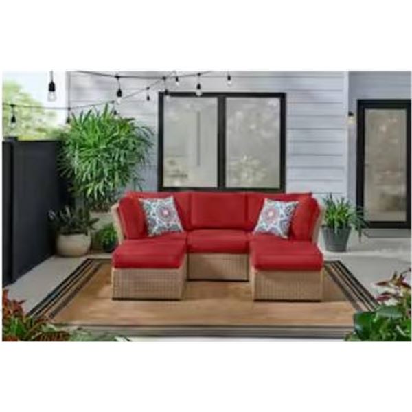 5-Piece StyleWell Salisbury Cedarbrook Outdoor Sectional Espresso & Chili Color