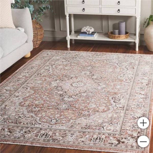 Auburndale Area Rug Collection, 7’10” x 10’10”, Rust/Ivory/Brown