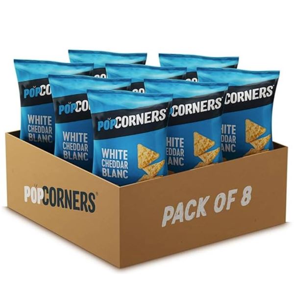 Popcorners White Cheddar Popped-Corn Chips, 142g, Pack of 8