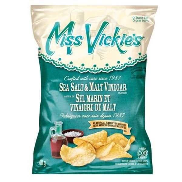 Miss Vickie’s Sea Salt & Malt Vinegar Chips, 40 Bags, 40g Each