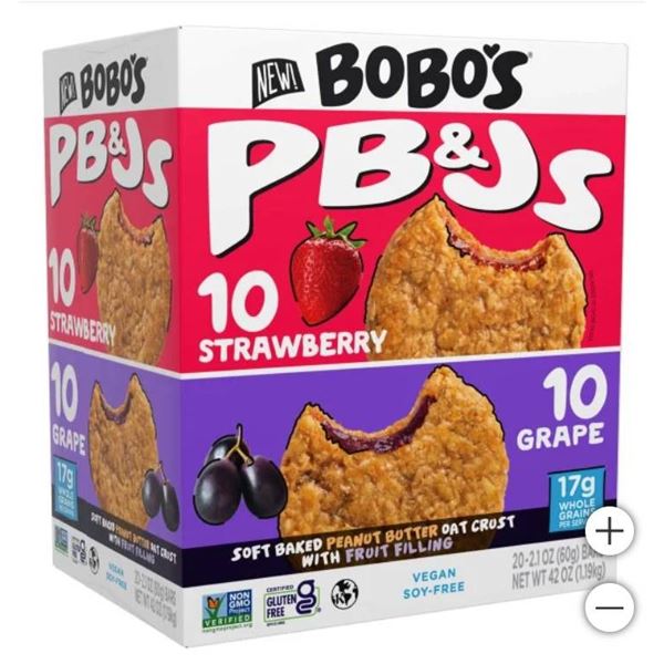 Bobo’s PB&J’s Gluten-Free Oat Bars, 1.2 kg – 20 x 60 g