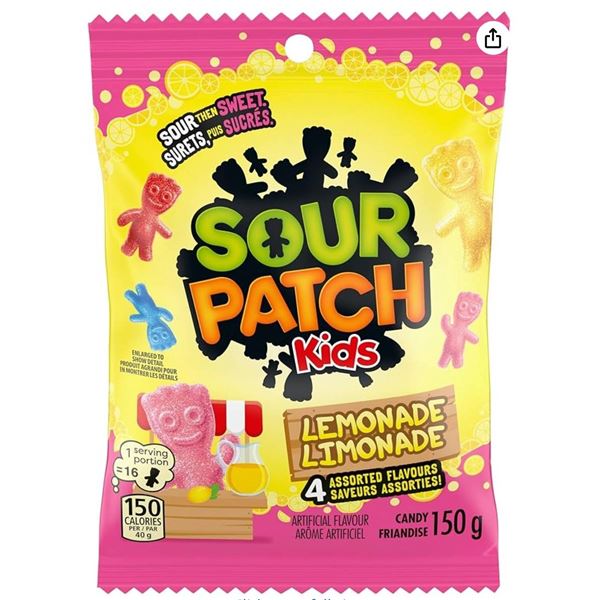 Lot of Assorted Flavor Sour Patch Kids Candy 12 Bags, 150g Each