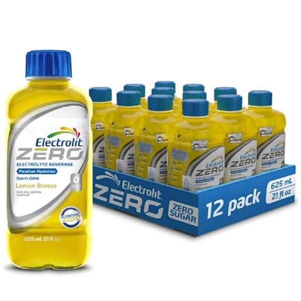 Electrolit Zero Electrolyte Beverage, Lemon Breeze, 625 mL, Case of 12