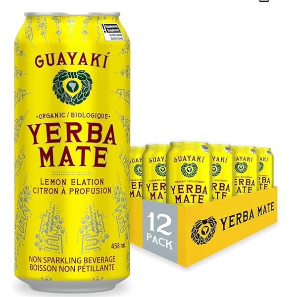 Guayaki Yerba Mate Lemon Elation, 12 Cans, 15.5 oz Each