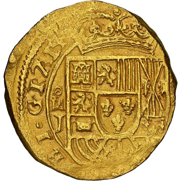 MEXICO, Mexico City, gold cob 8 escudos, 1714 J, date over GRAT on obverse, rare, NGC MS 62 (1715 Fl