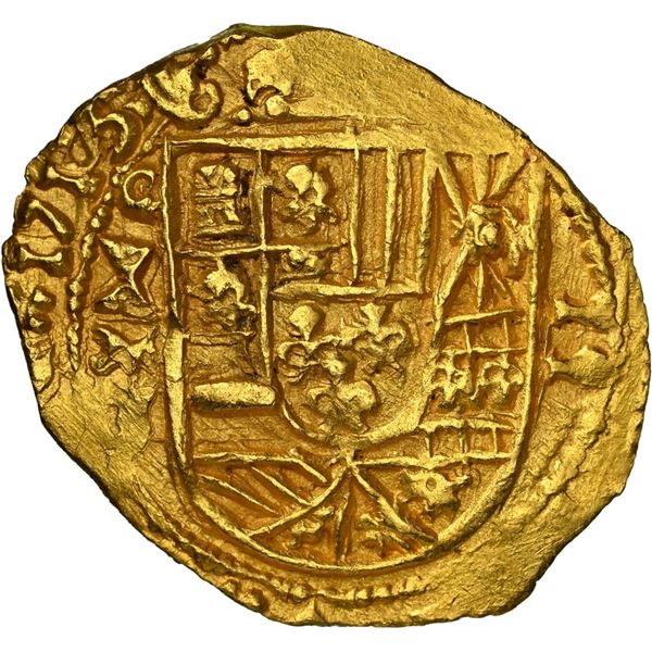 MEXICO, Mexico City, gold cob 2 escudos, 1713 J, NGC MS 63 (1715 Fleet Shipwreck Label), "top pop,"