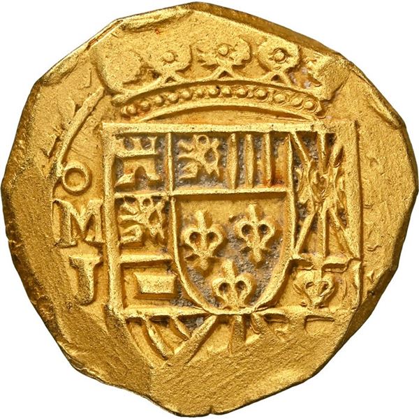MEXICO, Mexico City, gold cob 2 escudos, 1715 J, rare, NGC AU 58 (1715 Fleet Shipwreck Label), ex-17