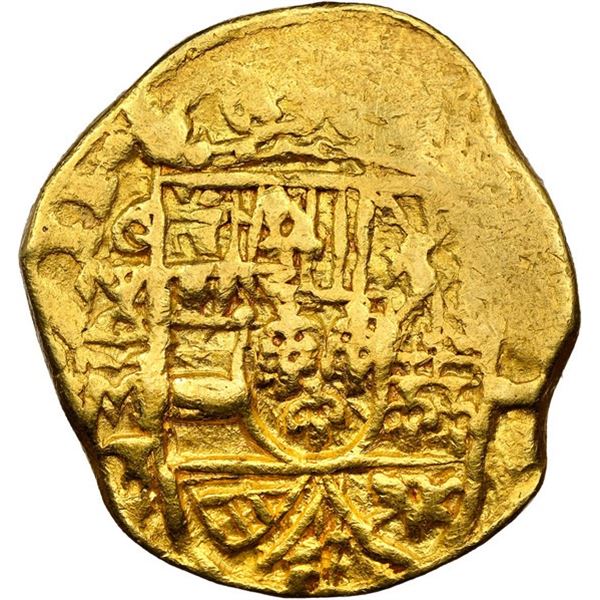 MEXICO, Mexico City, gold cob 1 escudo, 1711 J, mintmark oXM, crosslet cross, rare, NGC AU 55 (1715