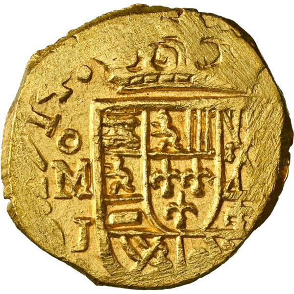 MEXICO, Mexico City, gold cob 1 escudo, 1714 J, NGC MS 64 (1715 Fleet Shipwreck Label), ex-Real Eigh