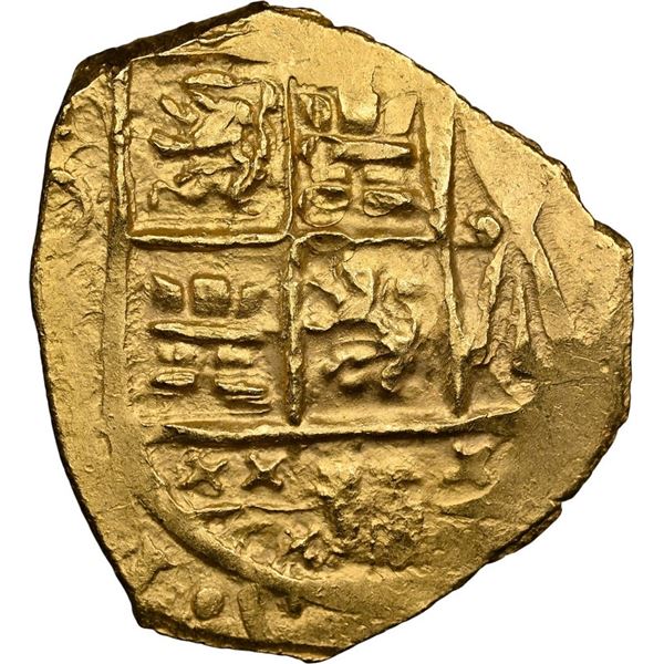 COLOMBIA, Bogotá, gold cob 2 escudos, Charles II posthumous, no assayer (Arce), NGC MS 64 (1715 Flee