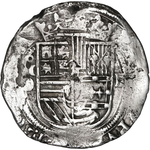 MEXICO, Mexico City, cob 4 reales, Philip II, assayer O below mintmark oM to left, denomination o-II