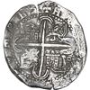 Image 2 : SPAIN, Seville, cob 8 reales, Philip II, assayer Gothic D at 4 o'clock outside tressure on reverse.