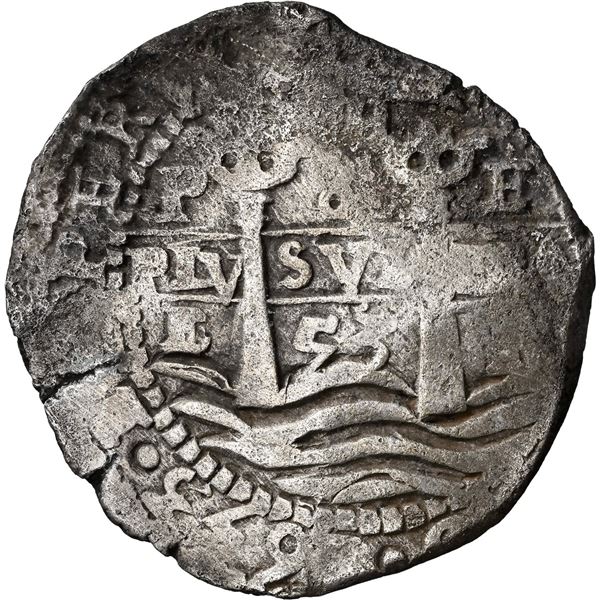 BOLIVIA, Potosí, cob 8 reales, 1653 E, PH at top, •pomegranate• above cross, NGC V