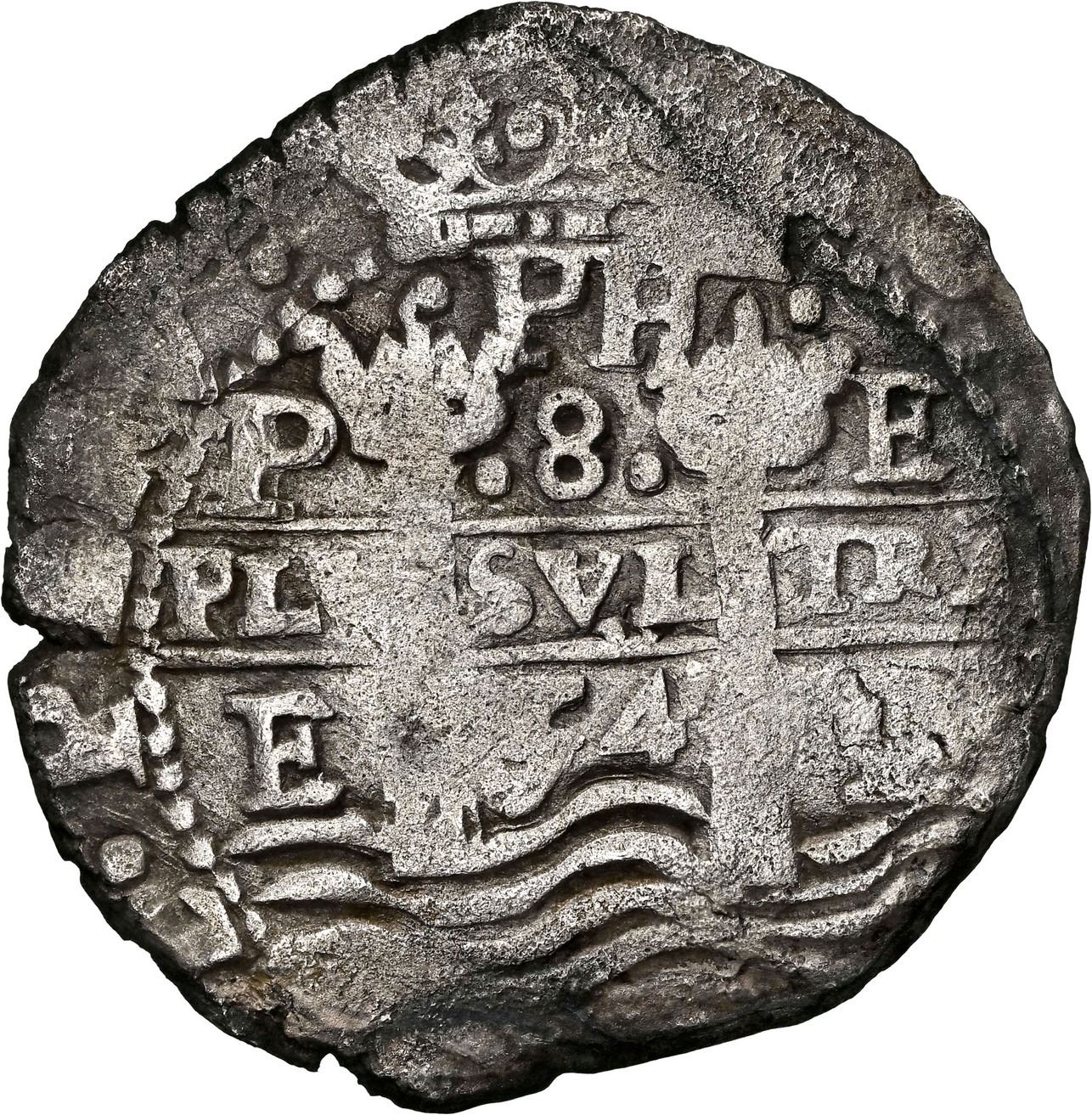 1654 BOLIVIA, Potosí, cob 8 reales, 1654 E, •PH• at top, NGC VF details ...