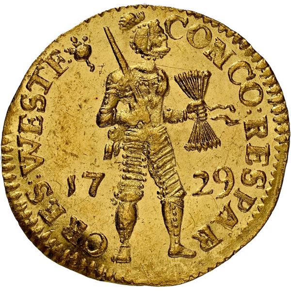 NETHERLANDS (United), Westfriesland, gold ducat, 1729, NGC MS 62 (Shipwreck Blue Label).