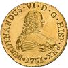 Image 1 : CHILE, Santiago, gold bust 8 escudos, Ferdinand VI, 1751 J, NGC UNC details / cleaned (Shipwreck Blu