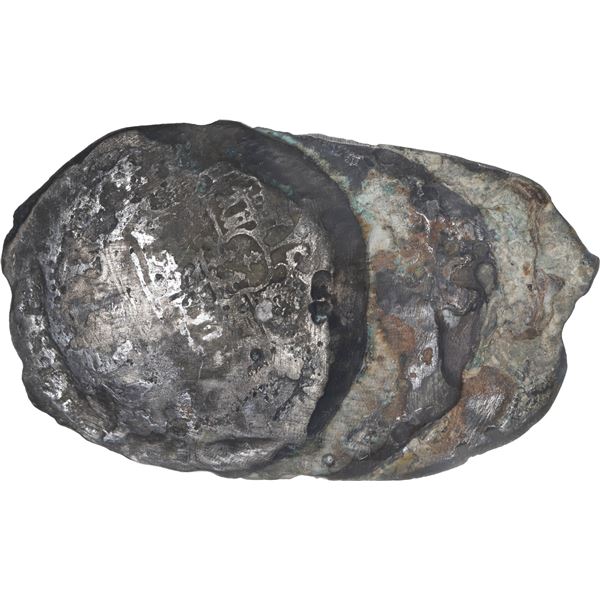 SPANISH COLONIAL, mints uncertain, clump of three pillar 8 reales, kings not visible, dates and assa