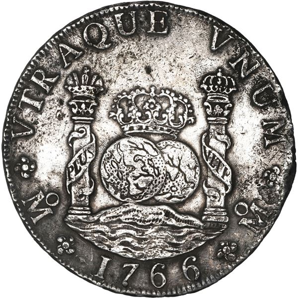 MEXICO, Mexico City, pillar 8 reales, Charles III, 1766 MF.
