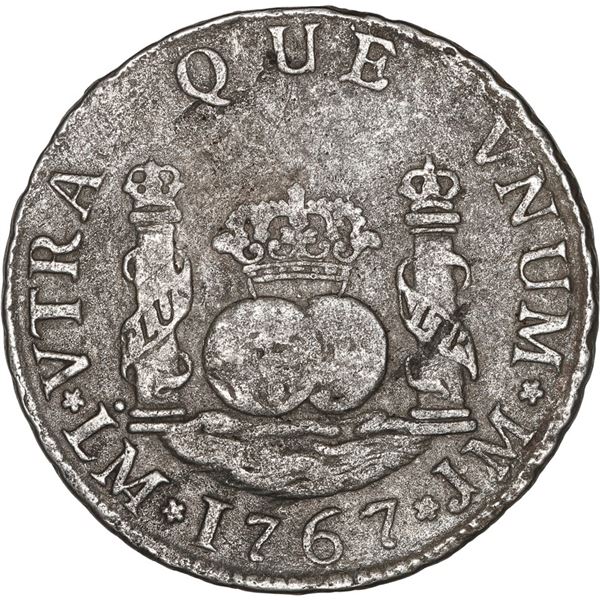 PERU, Lima, pillar 2 reales, Charles III, 1767 JM.