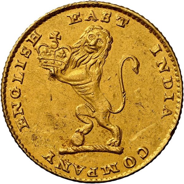 INDIA (British), Madras Presidency, gold ½ mohur, no date (1819), NGC UNC details / saltwater damage