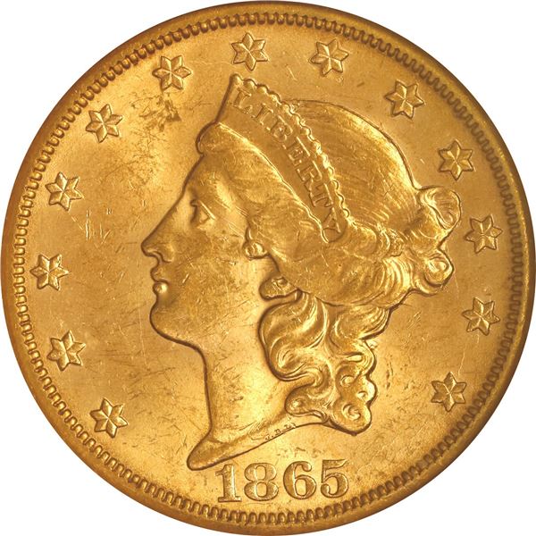 UNITED STATES, San Francisco mint, gold Coronet Liberty Head double eagle ($20), 1865-S, NGC MS 62 /