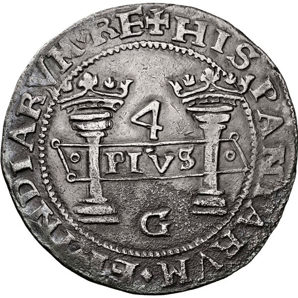 MEXICO, Mexico City, 4 reales, Charles-Joanna, "Early Series," assayer G at bottom between pillars,