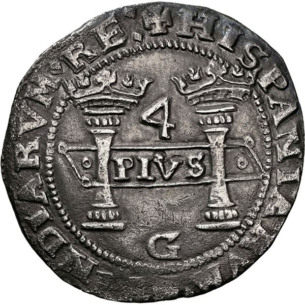 MEXICO, Mexico City, 4 reales, Charles-Joanna, "Early Series," assayer G at bottom between pillars,