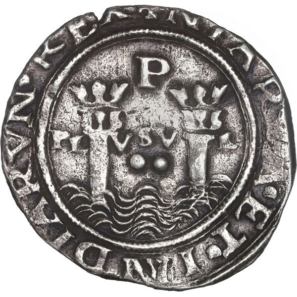 PERU, Lima, 2 reales, Philip II, assayer small R (Rincón) to right, motto PL-VSV-L, legends HISPA /